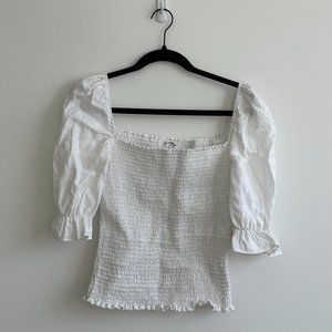 Reformation White 100% Linen Half-Sleeve Top Sz XL